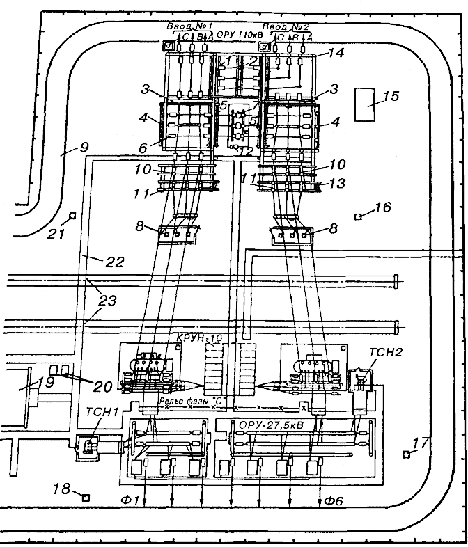 План проходной тяговой подстанции